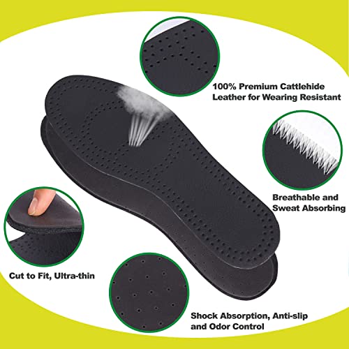 Image of Leather Insoles for Women Thin Leather Shoe Inserts for Women High Heels Shoe Sole Liners Replacement for Sweat Absorbing and Odor Control (3 Pairs /Mens 6-6.5 / Womens 8-8.5 M US)