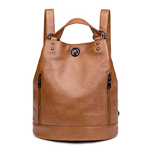 Tisdaini   Bolsos Mochila Mujer Moda Casual Viaje Retro de Mano Marrón