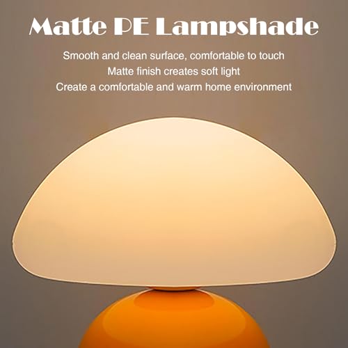 kvppvt Ceramic Mushroom Accent Lamp, Orange, USB Dimmable (3-Mode) — view 7