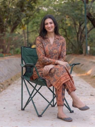Image of ANNI Designer Co Ord Set for Women Viscose Printed | Kurti Set for Woman | Straight Kurta Pant Co Ord Set | 2 Piece Set Women | 3 /4 Sleeve V-Neck Suit Set Stylish Ethnic Outfit Clothing