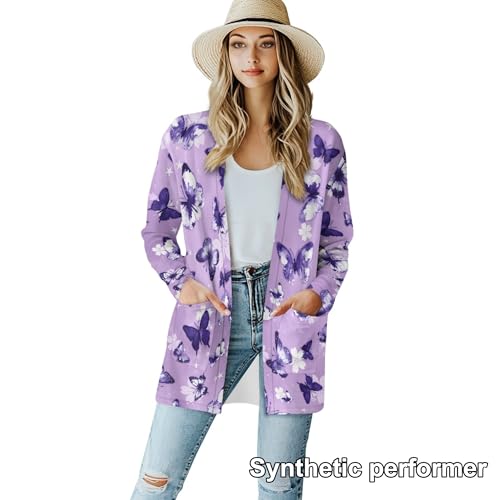 Image of Cardigan Sweaters for Women Long Sleeve Cardigan Soft Drape Open Front Fall Dusters V-Neck Jackets Dressy Loose Coat