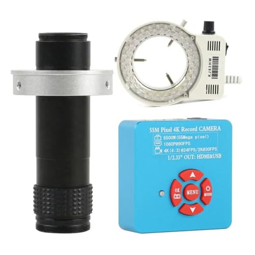 顕微鏡観察 4K 1080P 60FPS 55MP USB ビデオラボ顕微鏡カメラ C マウントレンズ LED リングライト(130X Lens LED Light)
