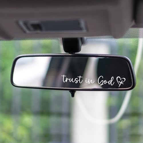 5 Pieces Trust in God Rearview Mirror Sticker Water Proof Cute Rear View Mirror Sticker Able to Withstand All Weather Conditions for Car Truck Laptop Car Accessories (White)