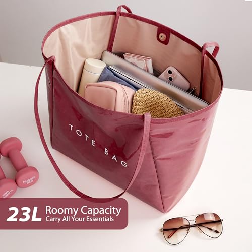 Image of KALIDI PVC Tote Women Weekender Bag Large Shopper Handbag Oversize Shoulder Travel Purse