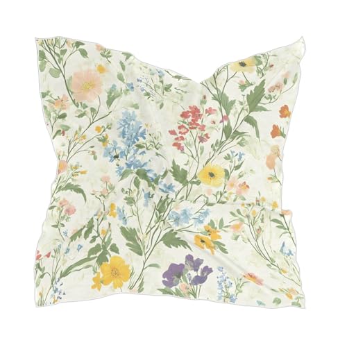 Pastel Hues Wildflowers Silk Head Scarf 24