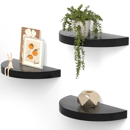 VINCOURNA Estantería Pared Juego de 3, 39cm Repisa Estante de Pared, Floating Shelves Invisible, Baldas de Madera para Baño, Sala de Estar, Cocina, Oficina, Dormitorio - Negro