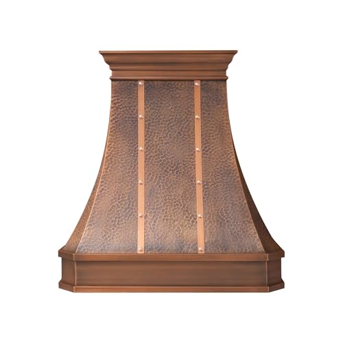 NAUXUS Handmade Copper Range Hood, Custom Kitchen Hood with High Airflow Built-in Range Hood...