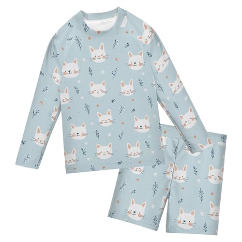 Happy Easter Bunny Rabbit Boys Rash Guard Swimsuits Set for Boys Long Sleeve Swim Shirts Bathing Suits B0405067