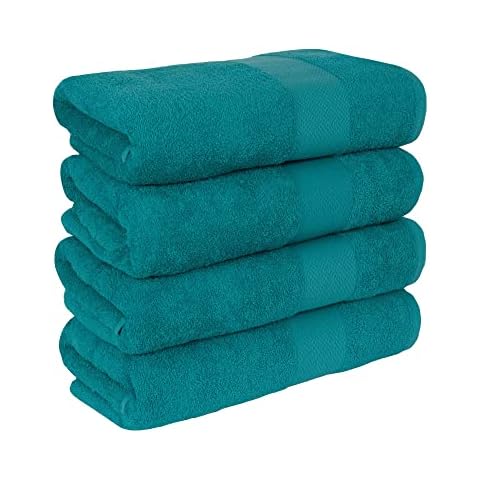 HAVLULAND 4 Pack Bath Towel Set|Bathroom Towels Set| Luxury Hotel & Spa Towel Turkish Cotton Super Soft and Absorbent Towels| 27" x 54'' Extra Large Quick- Dry Bathroom Linen Set (Teal) Cover