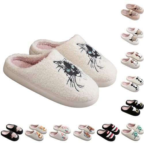Slippers For Women Indoor,Women's Holiday Bedroom Fluffy Warm Fleece Slipper Winter Plush Slip-on Wool Lined House Shoes Soft Cozy