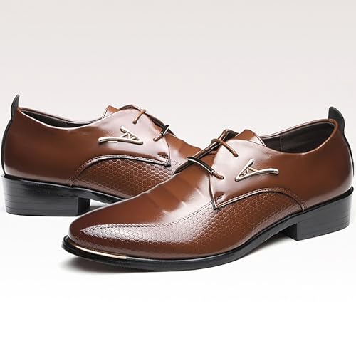Men's Lace-up Dress Shoes Leather Business Oxfords Fashion Pointed Toe British Style Formal Shoes4