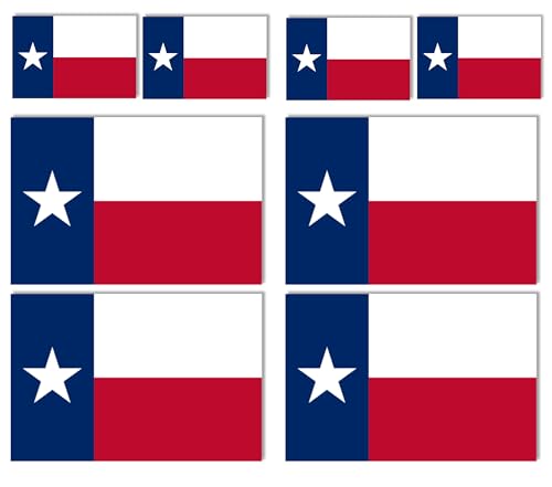 Sticky Expressions | 8 Pcs Texas Flag Sticker – Two Size, 8 Stickers – Strong Adhesive, Durable, Weatherproof Texas Sticker
