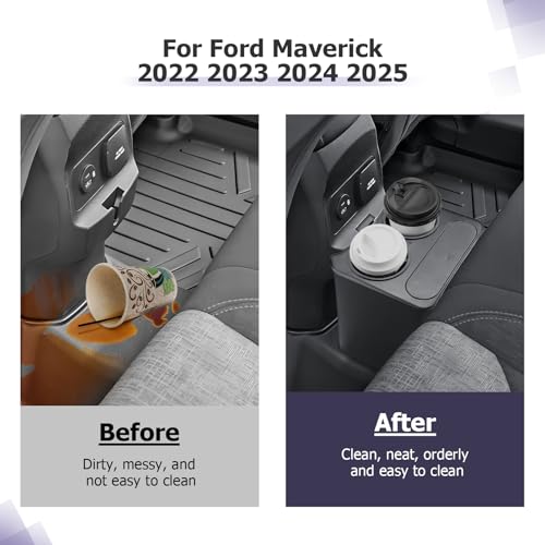 Image of LUWU Maverick 2025 Trash Can Compatible with 2022 2023 2024 2025 Ford Maverick Trash Bin with Cup Holder 2025 Maverick Accessories Extra Rear Storage Box Garbage Cans Trashcan (Update)