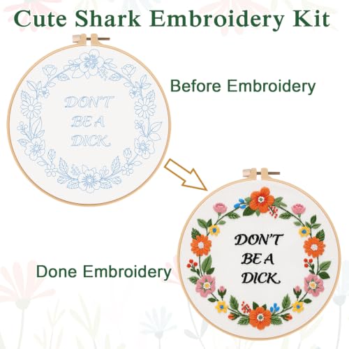 Image of Louise Maelys Funny Quote Embroidery Kit for Beginners, Floral DIY Craft