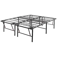 Amazon Basics Bed Frame with Storage, Foldable Metal Platform, Sturdy Steel, No Box Spring Needed, 18 Inches High, Tool-Free Setup, Queen Size, Black