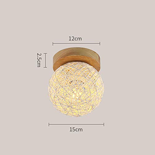 Luz de techo de madera moderna de calidad con acabado artesanal de ratán para pasillo 3