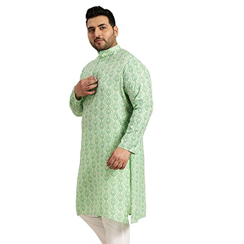 Image of SOJANYA Plus Men's Navy Blue Self-Design Cotton Linen Printed Kurta