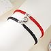 2pcs Handmade Heart Braided Bracelets for Women Men Charm Red Love Hearts Good Luck Mutual Attraction Matching Bracelet Set for Couples BFF Friendship Valentines Christmas Fashion Jewelry Accessories (Black red)