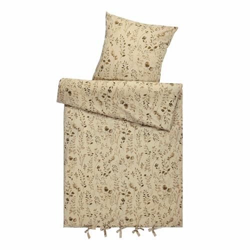 Loberon Bettwäsche Maraviglio, Florales Naturdesign, Sanfte Naturtöne, Langlebig und Pflegeleicht, Schlafzimmertextilien, Baumwolle, Hellbraun