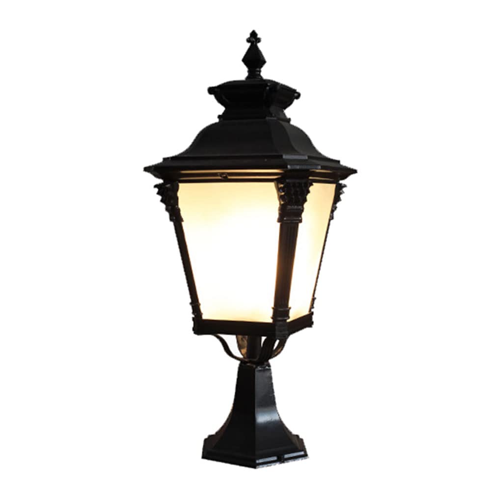 Farola de exterior de aluminio fundido con pantalla de vidrio y diseño vintage para jardín