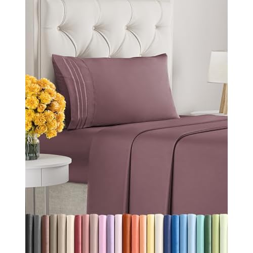 Queen Size 4 Piece Sheet Set - Ultra Soft & Cooling Bed Sheets - Cool Plum | Fits 8 Inch to 16 inch Mattress, Wrinkle Free & Fade Resistant with Deep Pockets, Breathable, Comfy Hotel Luxury