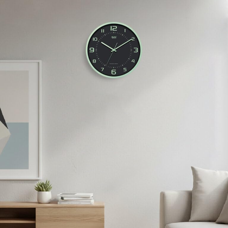 Image of Ajanta Designer Wall Clock for Home & Office | Silent Sweep Analog Wall Clock (32 x 32 cm) Black Dial (Gold)