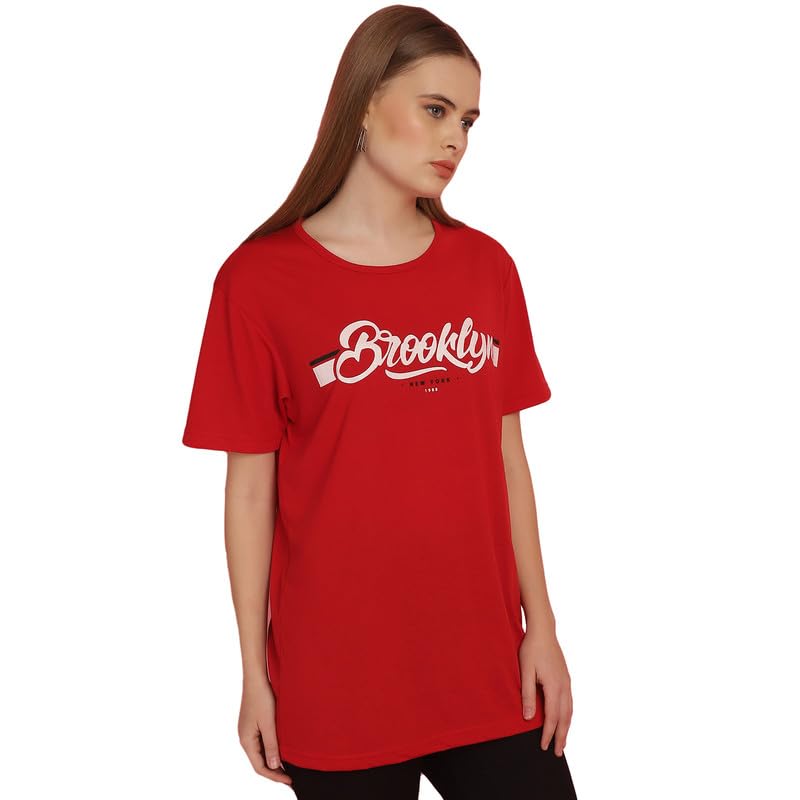 Image of Round Neck Cotton Printed Women Regular Fit Tshirt-P1950