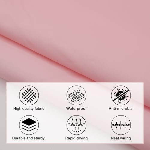 LUKDUNG 180x180 Badevorhang, Duschvorhang Anti-schimmel in Badezimmer, Vorhang für Badewanne Dusche aus Kunststoff Wasserdicht Waschbar, Waschbar PEVA Shower Curtain mit 12 Duschvorhangringe Rosa