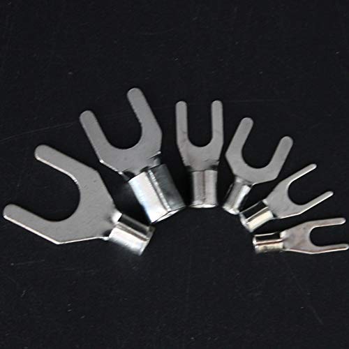 Davitu 1000pcs SNB1.25-3 furcate/U shape non-insulated spade Brass terminal Cable Lugs Wire Connectors For AWG 22-16 Thickness 0.6MM