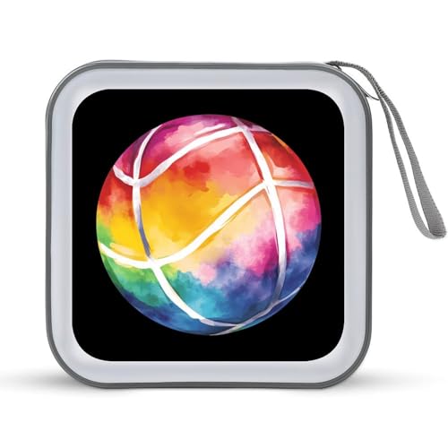 Volleyball Ball Tie-dye CD Case Portable DVD Holder Storage Organizer for Home Travel