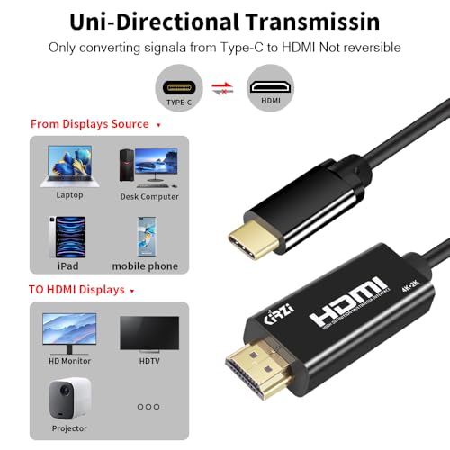 Câble de type C vers HDMI compatible Thunderbolt 3 et 4 pour MacBook Pro et Chromebook - 6