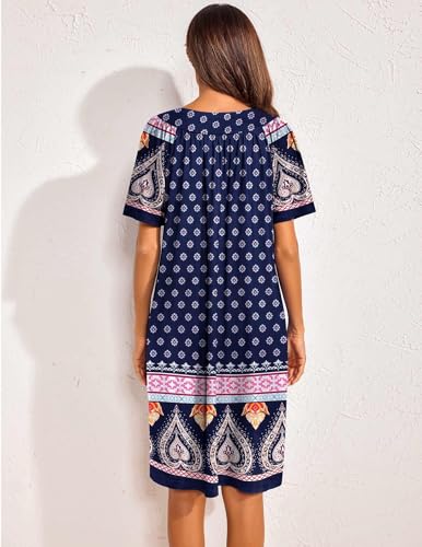Image of Ekouaer Womens House Dress Floral Print Nightgown with Pockets Mumu Dress
