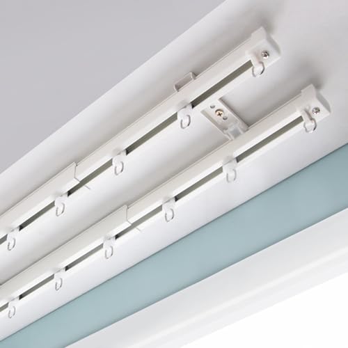 Riel telescópico para cortina de techo retráctil con rodillos silenciosos, sistema de cortina deslizante de aluminio para dormitorio, sala de estar, oficina, decoración