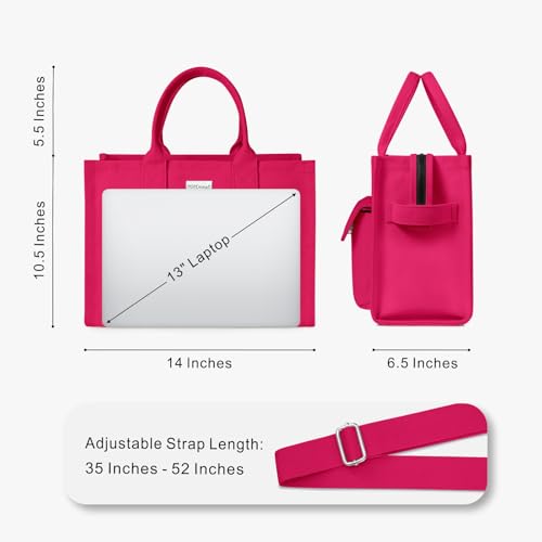 TOPDesign Heavy-Duty Canvas Tote Bag for Women, Crossbody Handbag with 9 Pockets, for Work, Travel (Rose Red) by TOPDesign - Image 4