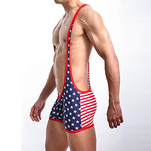 Naturemore Men's Mesh USA National Flag Jockstrap Leotard Underwear Jumpsuits Wrestling Singlet Bodysuit4