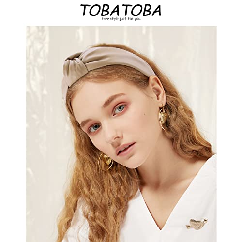 Tobatoba Leather Headbands For Women, 4Pcs Pu Leather Knotted Headband For Women, Top Knot Headband, Diademas Para Mujer De Moda, Neutral Cute Womens Fashion Headband, Hair Accessories For Women Girls #TOP3