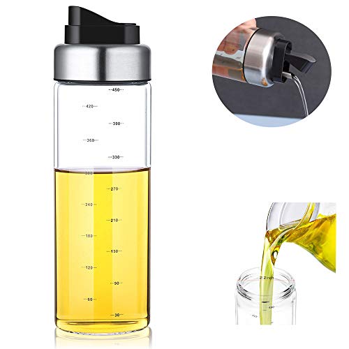 Olive Oil Dispenser Bottle,Automatic opening and closing oil pot,15 Ounce Cooking Oil Cruet