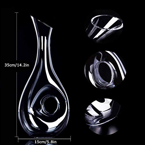 BOQO 1.2 Liters Lead-Free Premium Crystal Glass Red Wine Decanter, Clear - Thumbnail 3