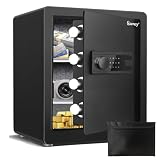 Kavey Cassaforte da 50L, cassaforte per la casa con tastiera touch screen retroilluminata e doppio sistema di allarme, cassaforte con funzione mute e luce LED, sicura per denaro, documenti e oggetti