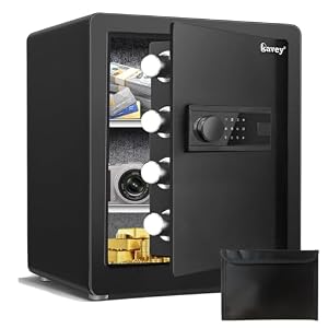 Kavey 2.0 Cub Safe Box, Steel Security Safe and Lock Box with Backlit Touch Screen Keypad, Dual Alarm System, Mute Function and LED Light for Home Office 12.6″D x 14.96″W x 17.72″H