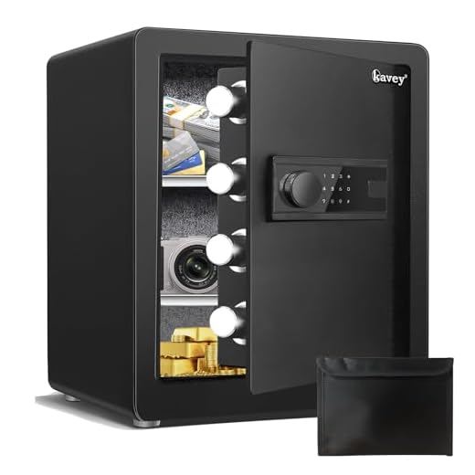 Kavey 2.0 Cub Safe Box, Home Safe with Dual Warning Alarm and LED Light, Money Safe with Digital Touch Screen Keypad and Removable Shelf, Safe Box for Home Hotel Office