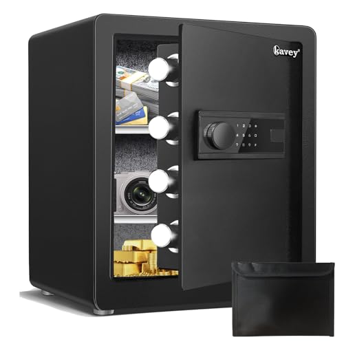 Kavey 2.0 Cub Safe Box, Steel Security Safe and Lock Box with Backlit Touch Screen Keypad, Dual Alarm System, Mute Function and LED Light for Home Office 12.6"D x 14.96"W x 17.72"H by kavey - Used condition - US$95.72