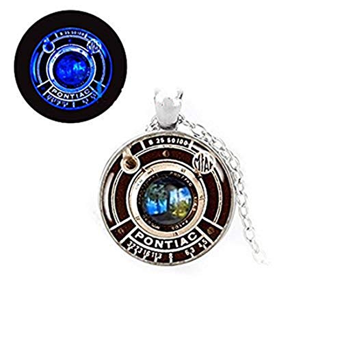Laco/1925 Glowlala@Vintage Camera Glowing Necklace, Camera Lens Glowing Pendant, Old Camera Necklace, Glow in The Dark Necklace, Art Gifts (Silver)