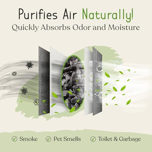 bmbu Charcoal Shoe Deodorizers - Activated Natural Bamboo Air Purifying Bag Insert for Sneakers Oder Eliminator Mini Bags -Absorber/Freshener for Gym Bag,Drawer,Closet,Car,Home, Cat Litter3