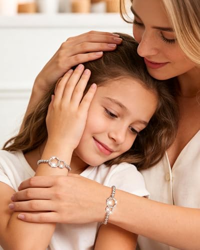 Image of Mother Daughter Bracelets Set for 2 Matching Heart Bracelets for Mother and Daughter to My Mom Bracelet Birthday Mothers Day Gifts for Mom Daughters