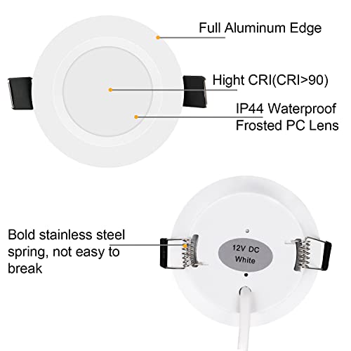 Image of RVZONE RV Boat Recessed Ceiling Light 6 Pack 12V LED Puck Light with Hole Puncher DC 12V 3W Full Aluminum Downlights for Under Cabinet Camper Vans RV Interior Lighting,5500-6000k