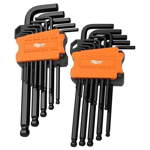 Mutt Tools 26pc Ball End Hex Key Set SAE Metric Allen Wrench Long Arm | 26 Piece, SAE Metric, Ball End, Long Arm, Black Oxide