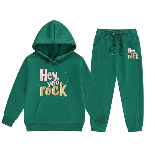 Ensemble enfant à capuche et pantalon en coton stretch vert pour école et jeux