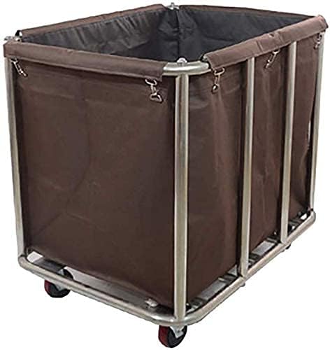 Mobile Cart, Kitchen Storage Hand Truck, Laundry Cart with Silent Wheels, Rolling Laundry Sorter Basket with Removable Oxford Cloth Bag, Stainless Steel Frame (Blue 90X65X80Cm) (Coffee 90X65X80Cm)