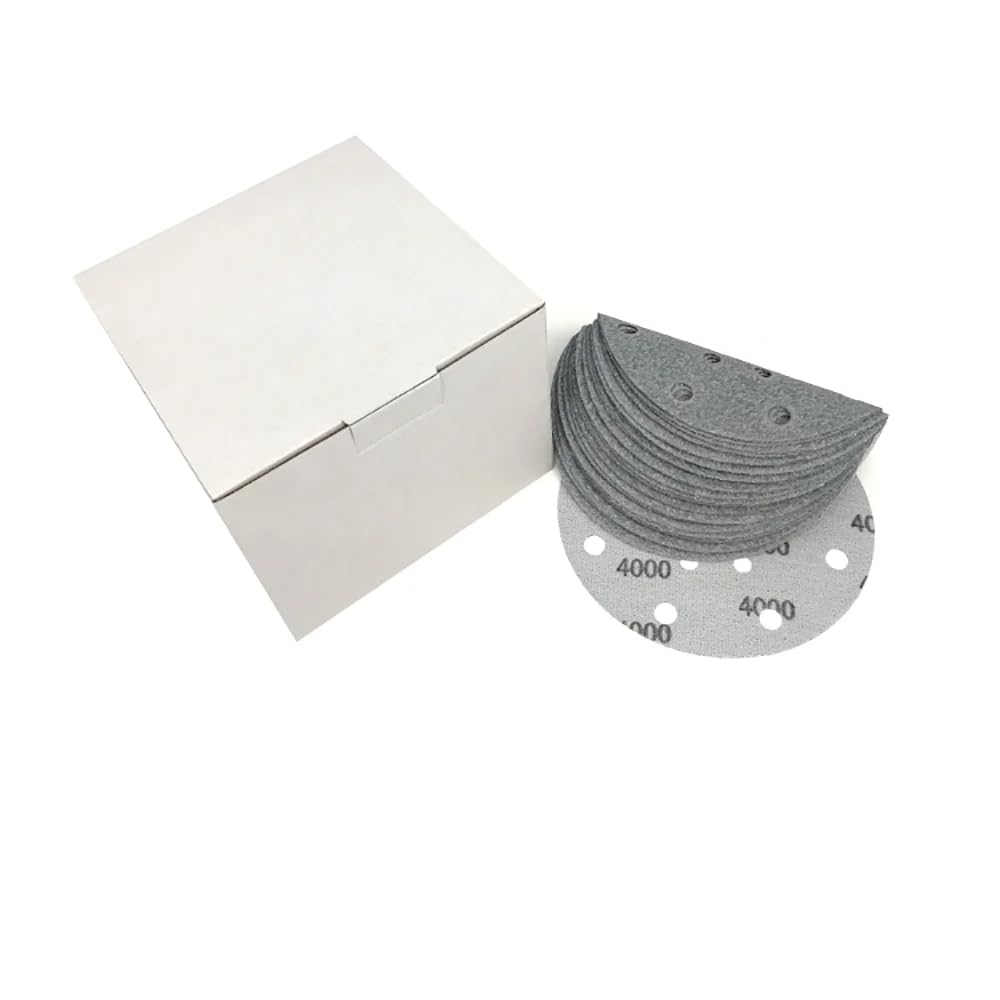 Discos De Lijado De 150mm, Almohadillas Para LIJADORA Orbital De Grano 600-5000, Papel De Lija Abrasivo Para Pintura De Película De 17 Agujeros En Seco Y Húmedo De 6",Grano 600